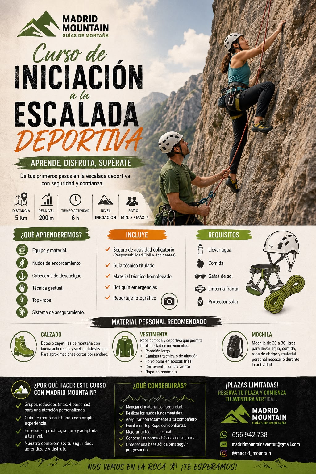 Curso iniciacion escalada deportiva - Madrid Mountain